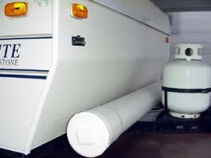 RV Mats | RV Patio Mats | RV Awning Mats - store your RV mat in a custom made tube fixed to the exterior of your RV.