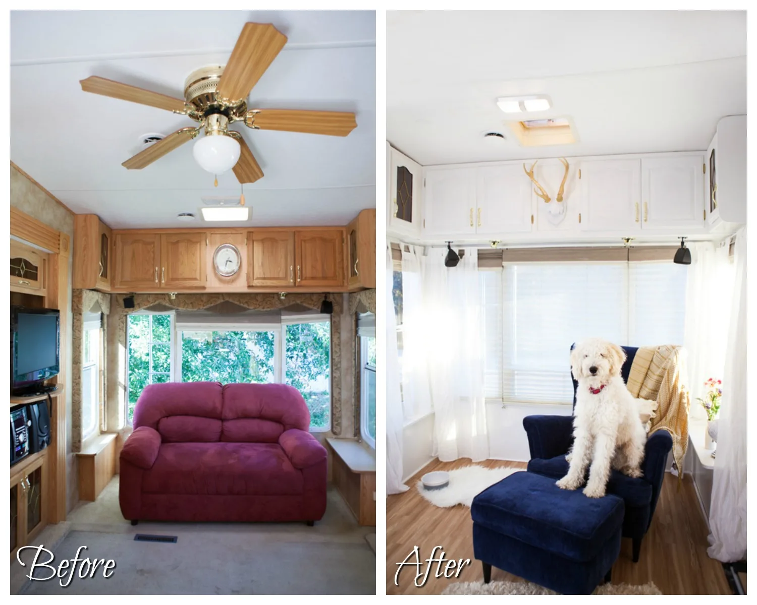 RVObsession - Fifth Wheel Renovations - Chelsea and Ryan have built a delightful home from this fifth wheel camper with somewhat tired decor.