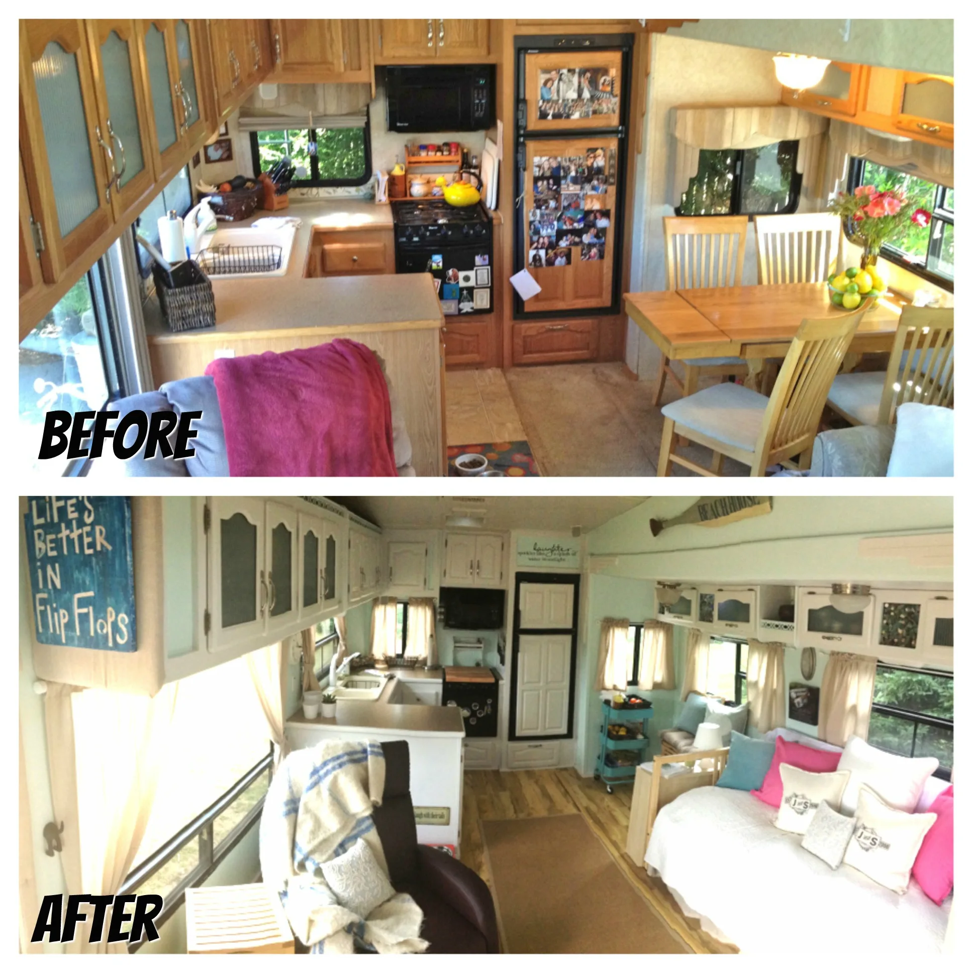 RVObsession - Fifth Wheel Renovations - See how Stephanie and Jim have turned this fifth wheel camper into their haven home.