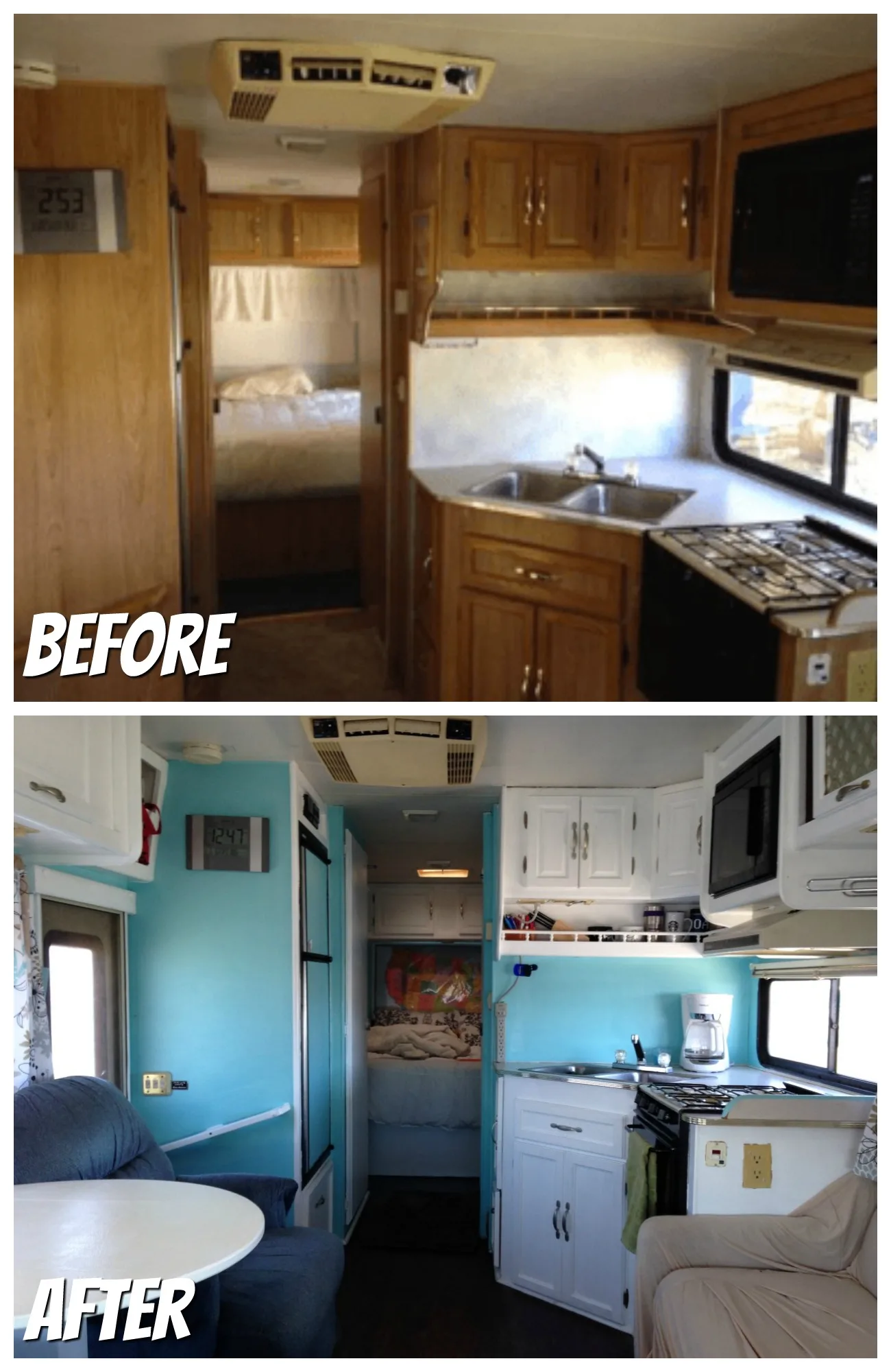 RVObsession.com - RV Renovations | Motorhome Renovations - Heath and Alyssa's first RV was a 1994 Class C Motorhome that they named Franklin. Prior to setting out on a 50 state tour for their honeymoon, they gave Franklin a bit of a facelift.