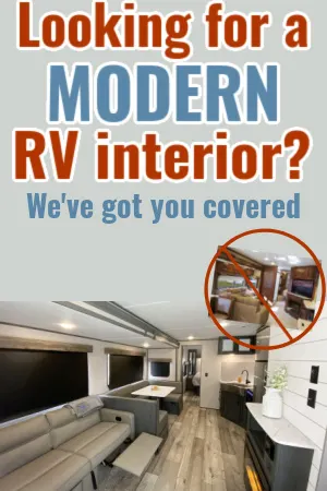 Modern RV interior with text overlay: Looking for a modern RV interior?
