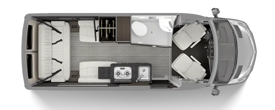 Floorplan of the Airstream Interstate 19 campervan