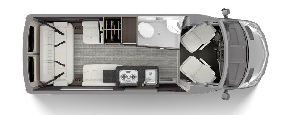 Floorplan of the Airstream Interstate 19 campervan