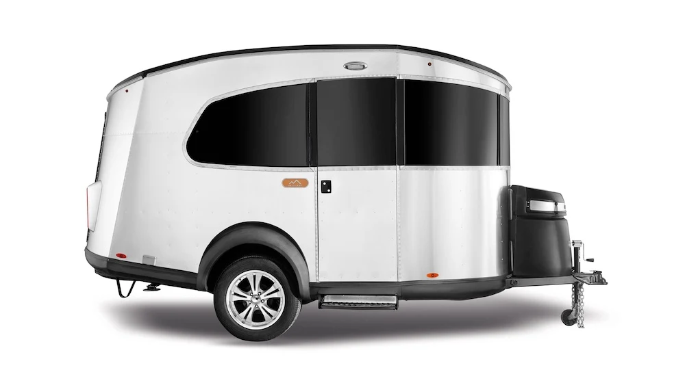 Side view of Airstream Basecamp lightweight travel trailer.