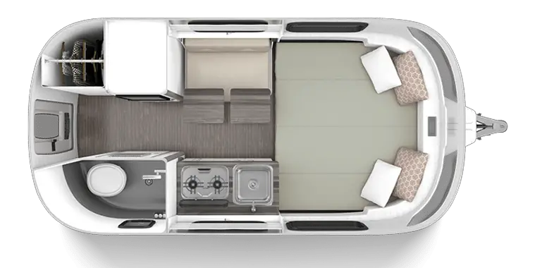 Floorplan of Airstream Next fiberglass camper