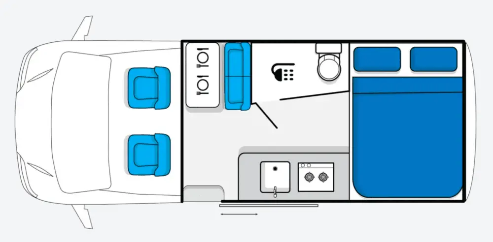 Layout diagram of the Jayco JRV 19-1 campervan.