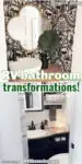 Two travel trailer bathrooms that have been renovated, with text: RV bathroom transformations!