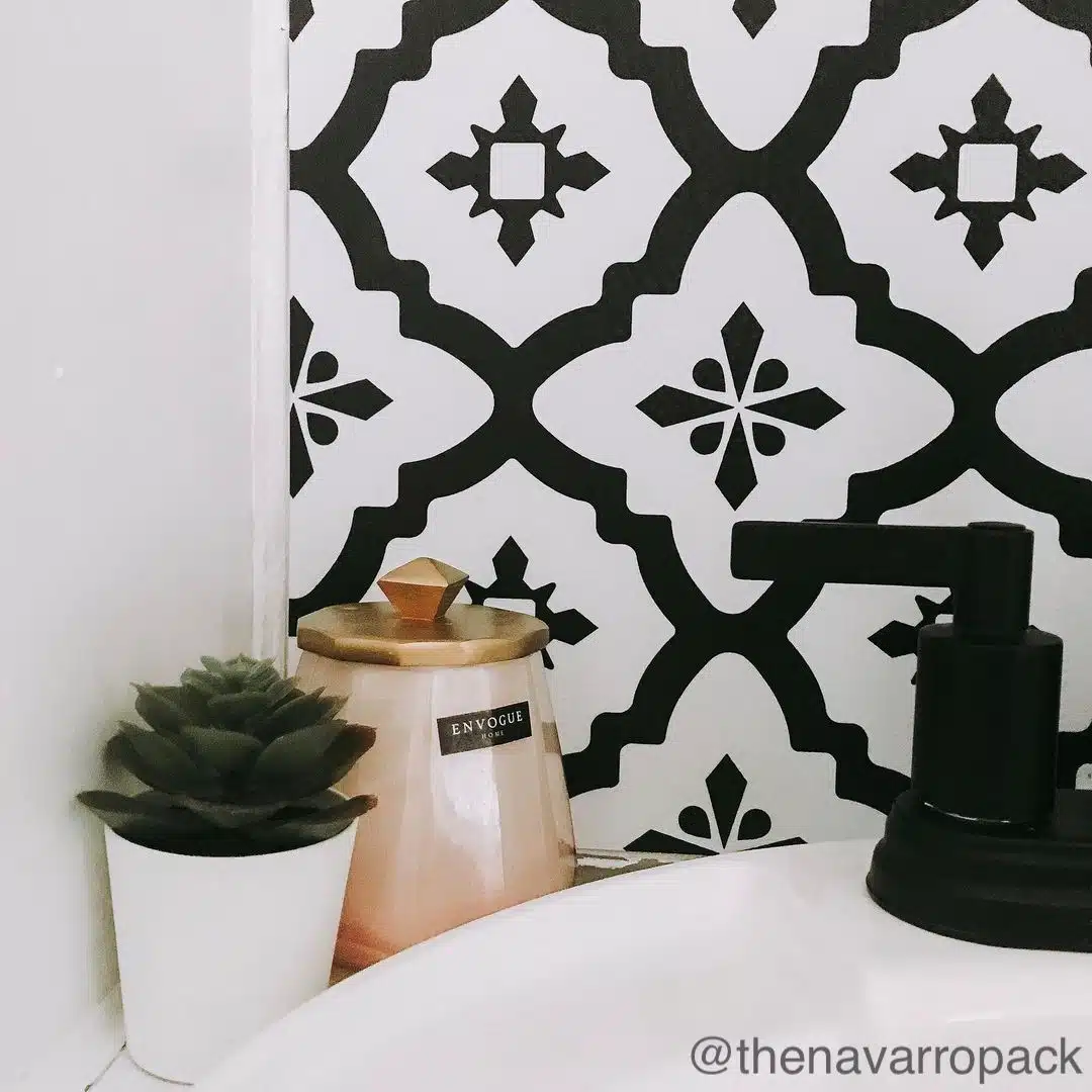 Black and white backsplash.