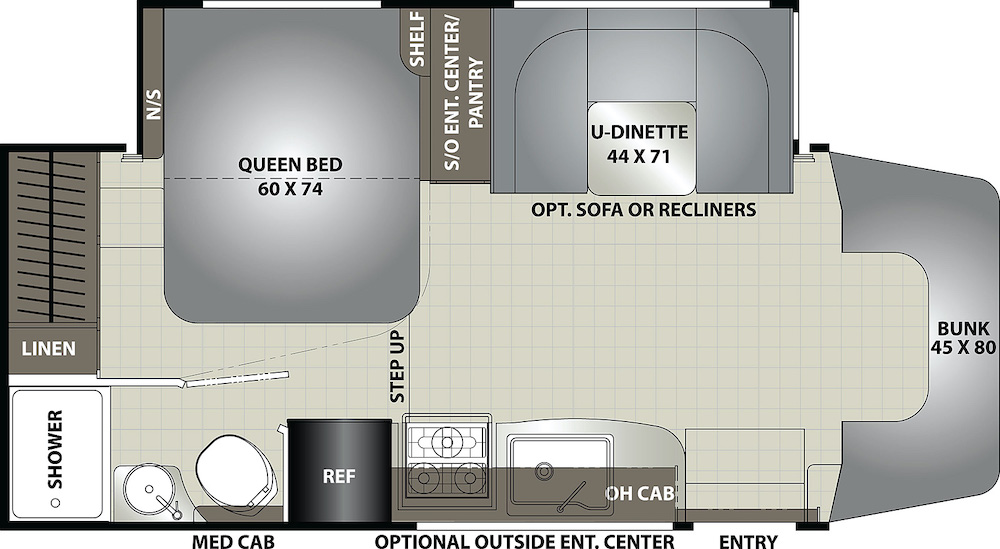 Floor plan of a Coachmen RV Prism 24FS.