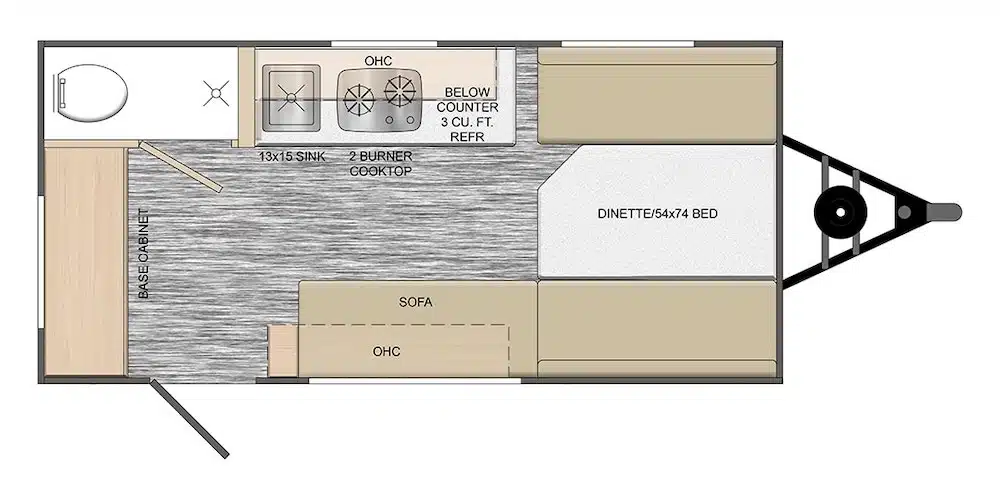 Rove Lite Ultra Lightweight travel trailer floor plan.