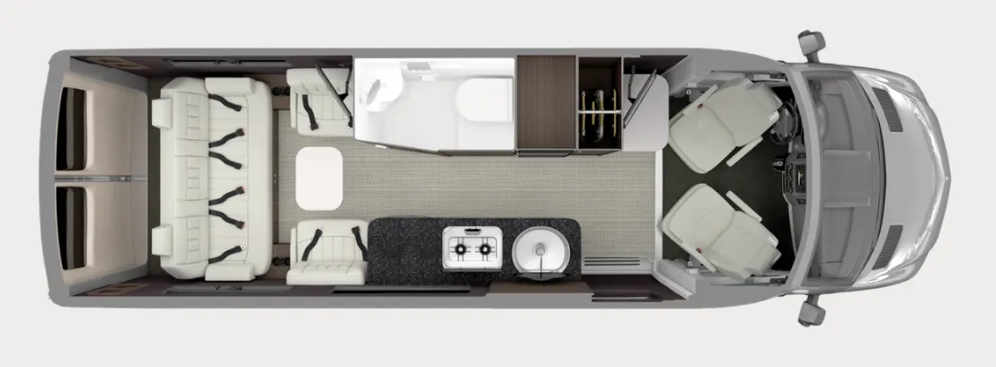 Airstream Interstate camper van floor plan.