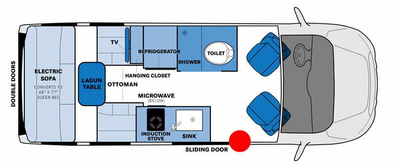 Floor plan of Pleasure_Way Ontour 2.0 Class B RV.