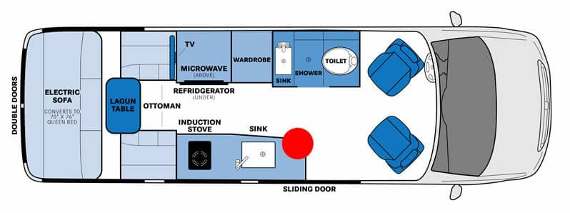 Floor plan of Pleasure_Way Plateau TS Class B RV.