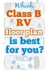 Faint images of RV floor plans behind text that reads; Which Class B RV floor plan is best for you?