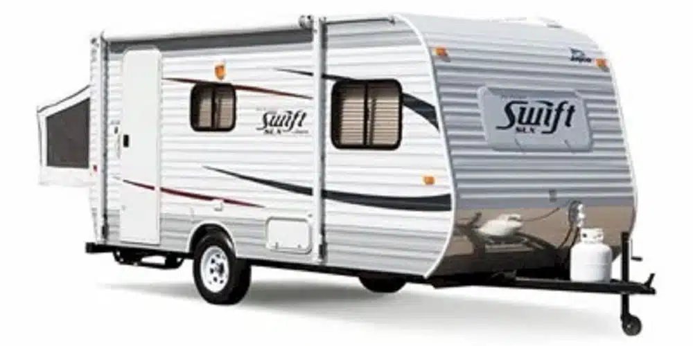 Exterior view of a 2013 Jayco Jay Flight Swift SLX M-145 RB.