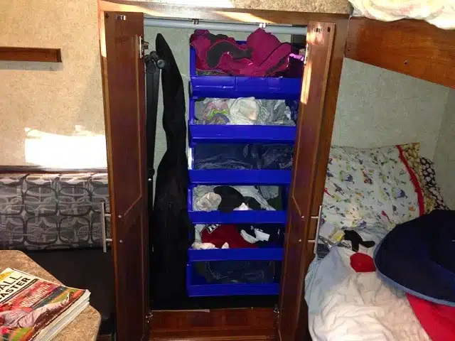 15+ Clothes Storage & RV Closet Organization Ideas  Storage closet  organization, Closet clothes storage, Storage and organization