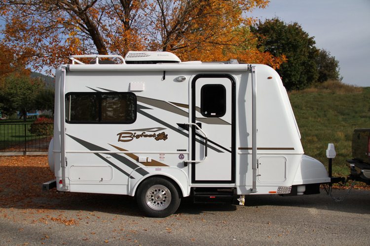 Exterior of a bigfoot fiberglass travel trailer