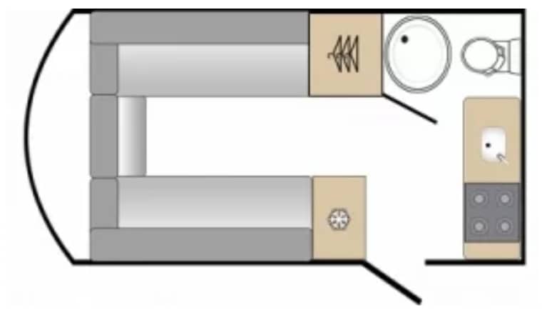 Small fibreglass caravan floorplan - by Freedom Caravans