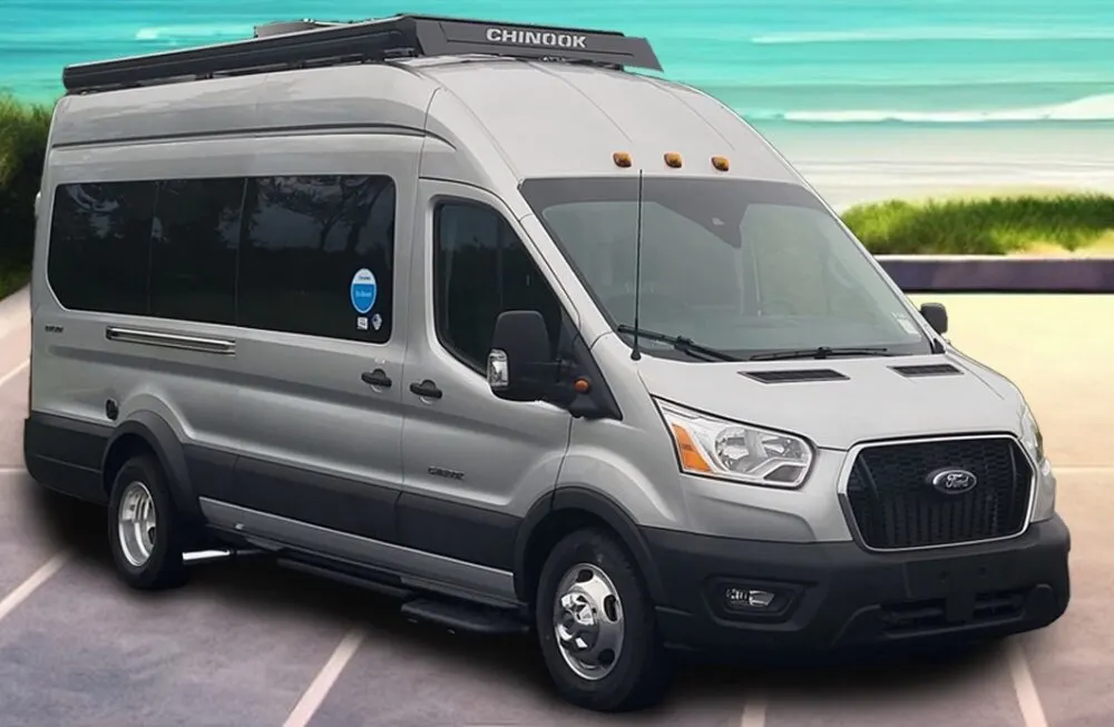 Exterior promo photo of a Chinook RV Bayside campervan.