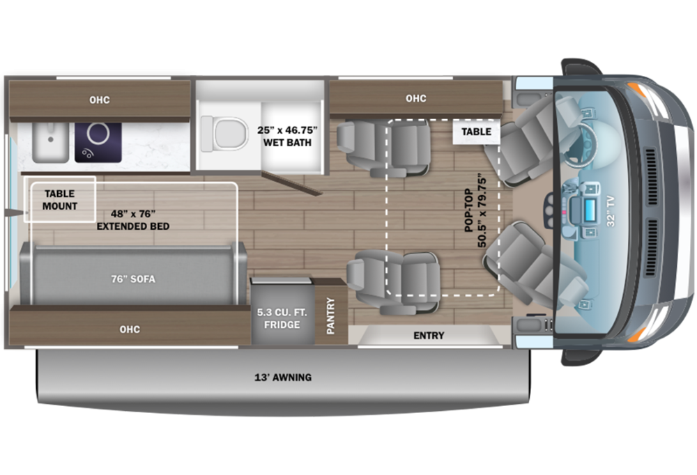 Entegra Coach Ethos Class B RV floor plan.