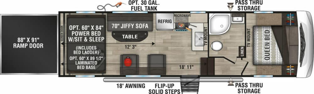 Toy Haulers Floor plan of a KZ Sportster 280TH.