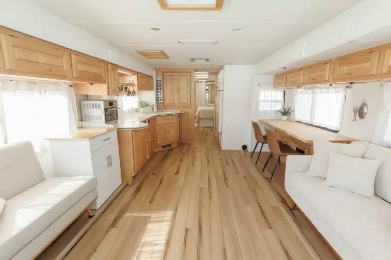 Interior of motorhome renovated by Ashley Mann